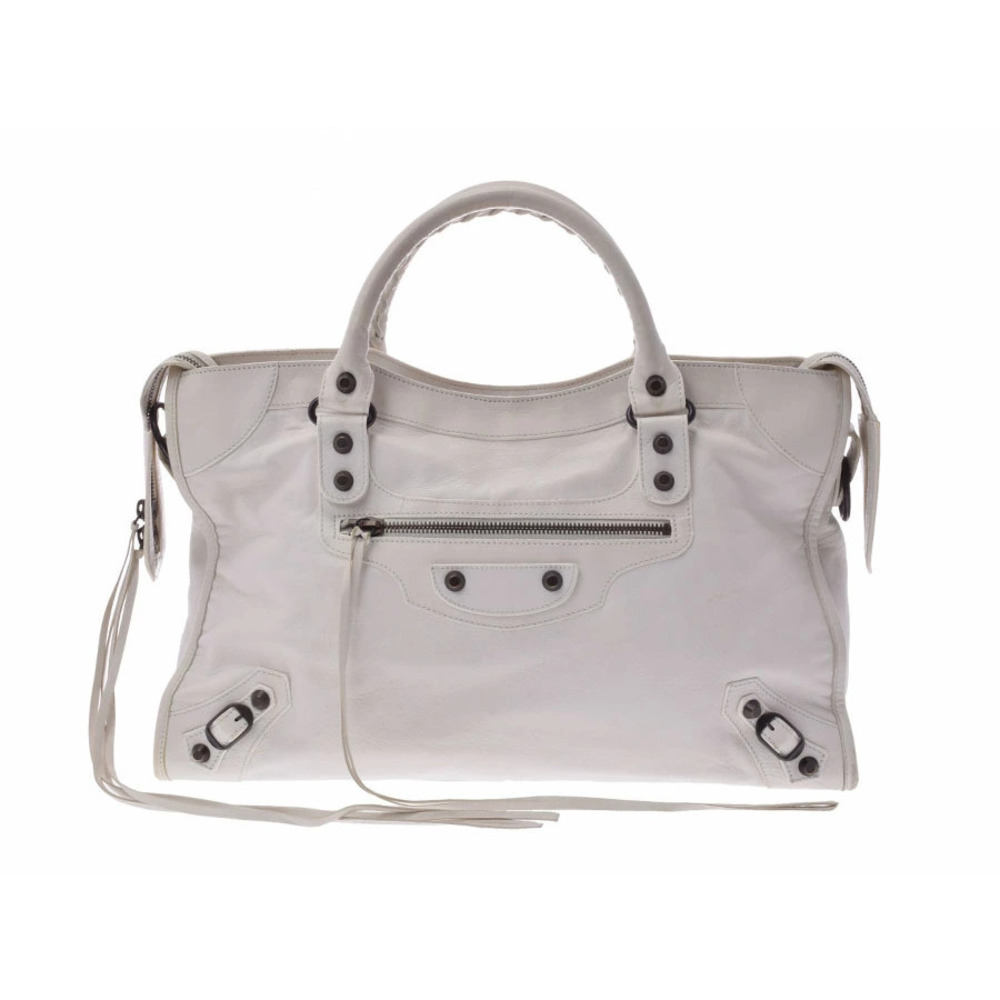 Balenciaga The City lambskin white bag strap
